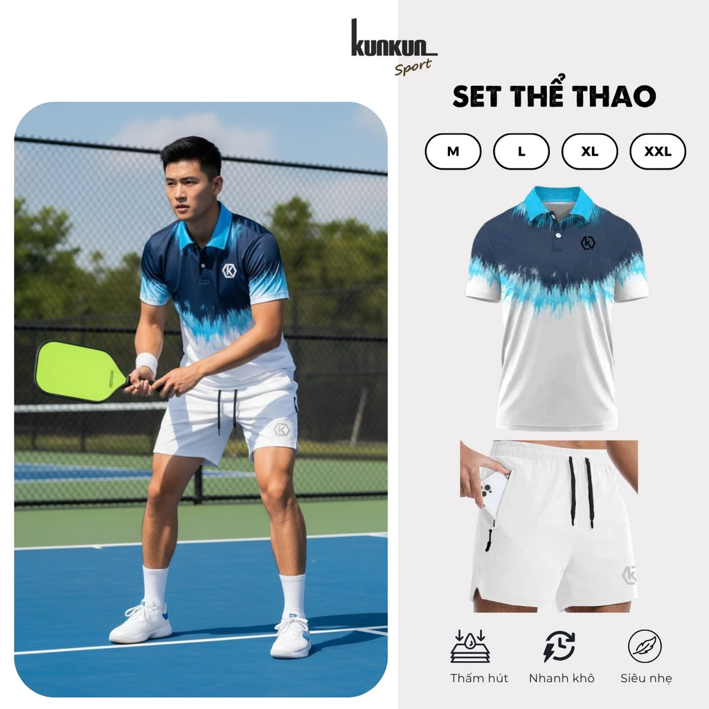 Set Polo Gradient Xanh