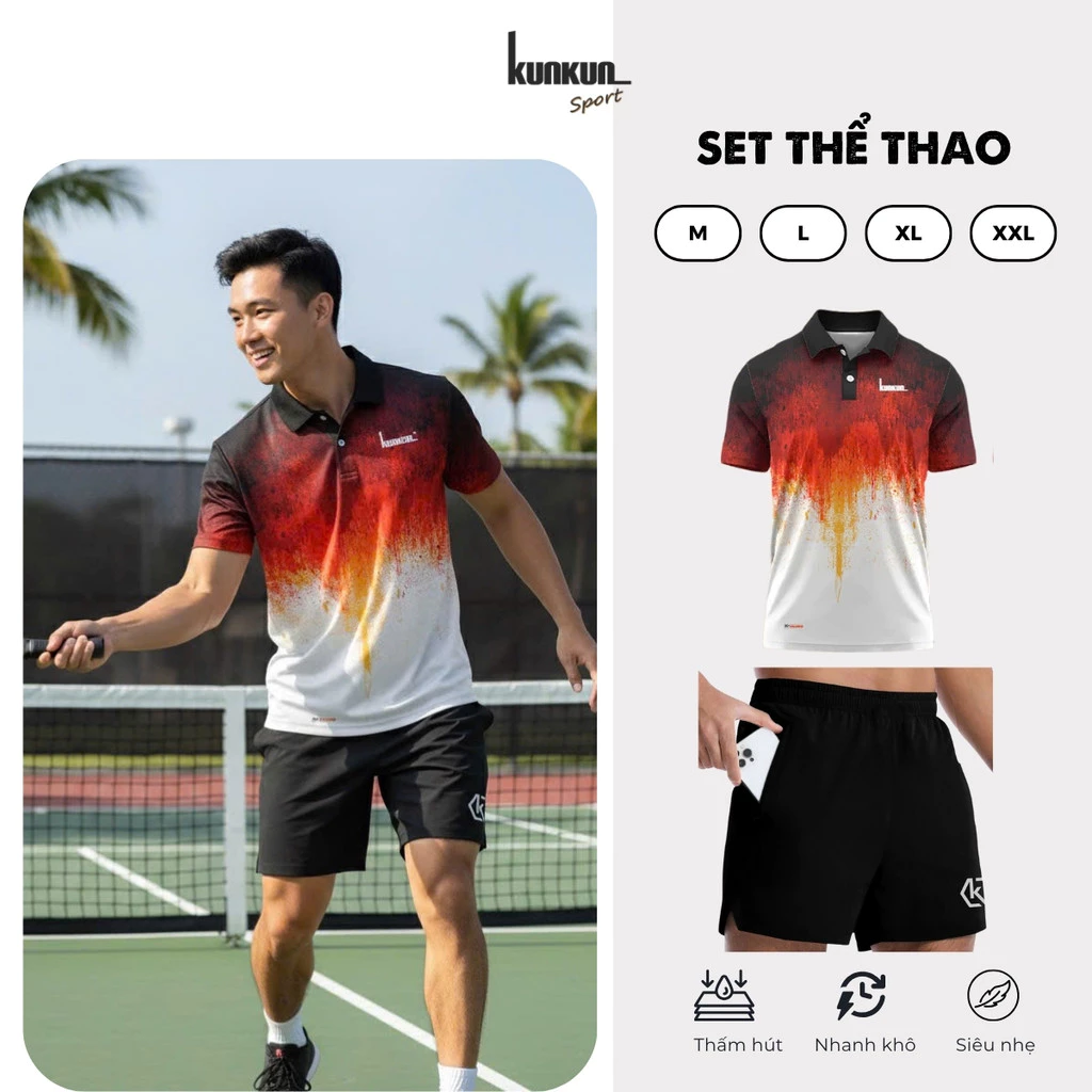 Set Polo Gradient Đỏ